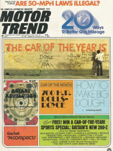 MOTOR TREND 1974 FEB - MUSTANG II, 260Z, RUXTON